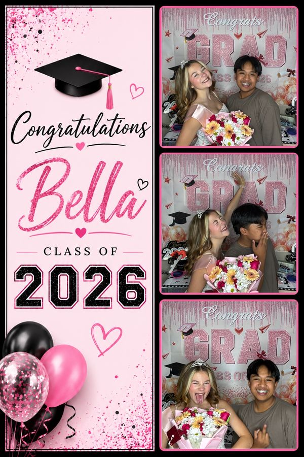 Graduation photo booth strip with custom Class of 2026 overlay